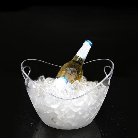 4-Liter-Eiskübel aus transparentem Kunststoff, Flaschenhalter für Wein, Champagner und Bier, Mehrzweck-Kühlbehälter (1/3)
