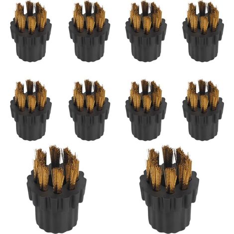 Têtes de Brosse Vapeur - 10 Pièces - Nylon Cuivre Acier - Nettoyage Joints et Coins - Salle de Bain Cuisine - Noir 4x3,5 cm (1/5)