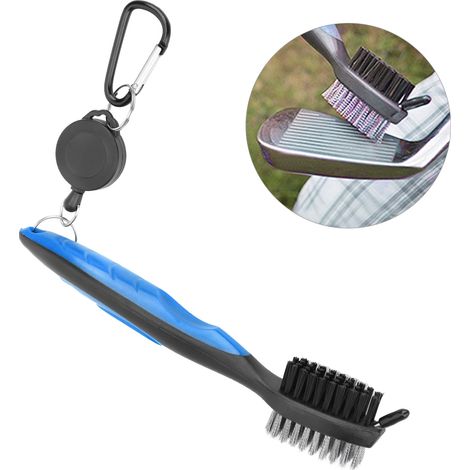 Brosse Nylon et Acier pour Nettoyage de Clubs de Golf - Outil de Nettoyage Double Fonction Bleu (1/5)