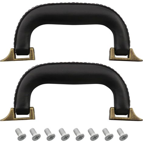 [NIE BENUTZT]Stück 160 mm Spieluhrgriffe aus Kunstleder für Handtaschen, Weinkisten, Werkzeugkästen, Aktentaschen mit Schrauben, Schwarz und Braun