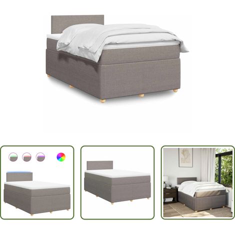 Matelas à ressorts ensachés - Sommier à lattes de lit avec matelas taupe 120x190 cm tissu (1/5)