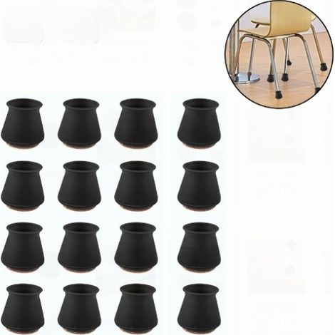 Lot de 16 grands protège-pieds de chaise ronds (EVA + feutre) - Blanc
