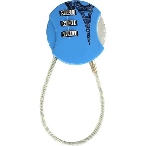 Cadenas à combinaison 3 chiffres avec câble en acier, étanche, pour valises et casiers extérieurs (Bleu)
