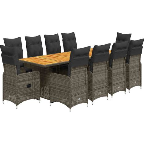 Maison Exclusive - 11-tlg. Garten-Bistro-Set mit Kissen Grau Poly (1/5)