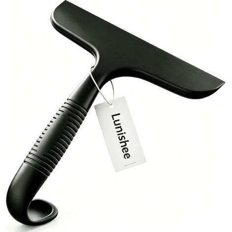Raclette de douche en silicone noir, raclette de douche monobloc avec crochet intégré, retrait sans traces, sans couinage, raclette pour paroi de douche et fenêtre, 25 cm (1/5)