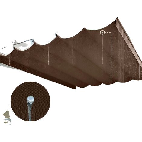 Tela para techo de pérgola retráctil, 350 cm x 260 cm, cubre de 10 a 25 m², se adapta a sistemas de 4 m x 3 m, material resistente, color café. (1/5)