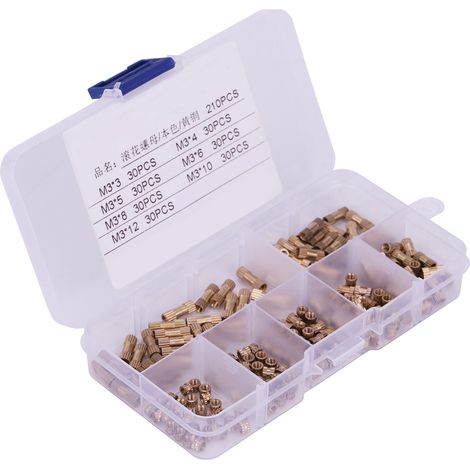 210 pièces inserts filetés ronds en laiton M3 à empreinte moletée pour encastrement (1/5)