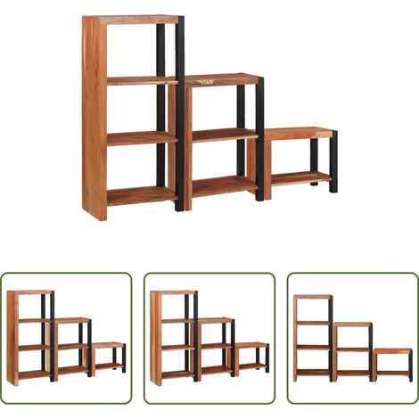 Bibliothèque en bois - Étagère 3 pcs Marron 50 x 30 x 110 cm Bois d'Acacia Massif (1/5)