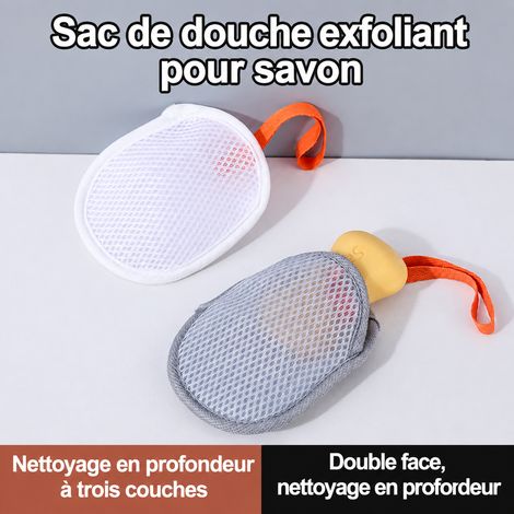 Lot de 3 filets moussants pour savon solide en tissu maille blanc blanc 3 pièces 200 g – Livraison gratuite (1/5)
