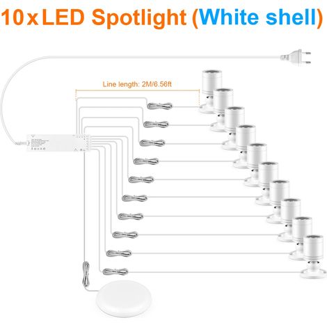 (10 bandes, lumière blanche froide) Spots encastrés, interrupteur tactile à intensité variable, compatible avec la norme européenne 220V. (1/5)