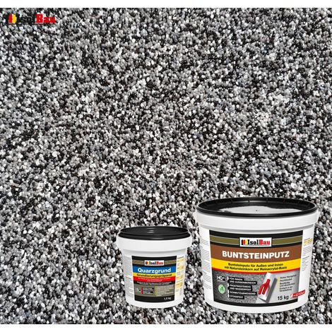 IsolBau Set Intonaco per Mosaico Mosaikputz BP30 15kg + Primer al Quarzo Quarzgrund 1,5kg (1/2)