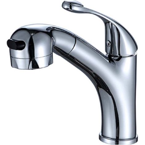 Robinet de salle de bain avec douchette extractible et deux modes de débit d'eau, adapté aux lavabos ou lavabos de salle de bain, mitigeur de lavabo réglable chaud et froid, chromé- (1/4)