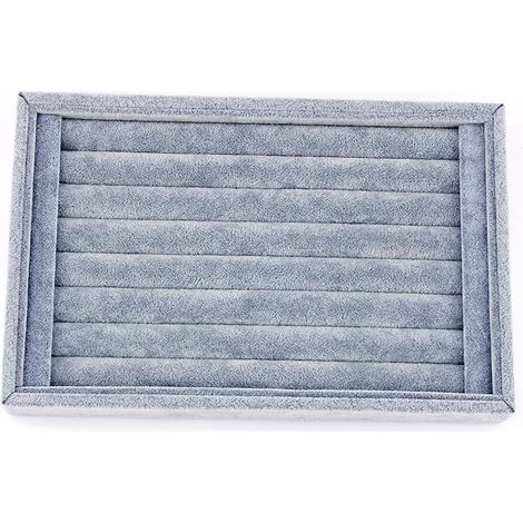 Porte Bague Plastique Plateau Presentoir Bague Bac Grey Velvet Ring Display, Organisateur de Boîtier de Boîte Rangement Bijoux avec Design à la Mode, Idéal pour une Utilisation Personnelle ou P (1/5)