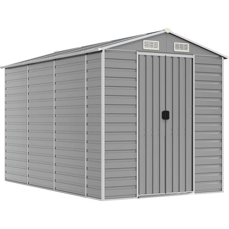 Maison Exclusive - Casetta da giardino grigio chiaro 191x300x198 cm in acciaio zincato (1/5)