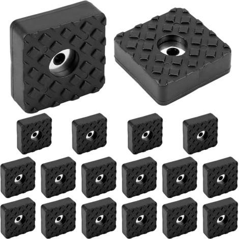Pack de 18 Pieds carrés en Caoutchouc vissables 30x30x10 mm, tampons en Caoutchouc antidérapants avec vis pour Meubles et sols - Noir (1/5)