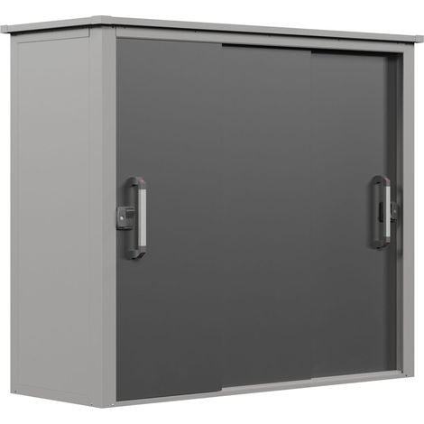 GFP Primeyard Armario exterior metálica 210x78x185 cm gris incl.suelo (1/5)