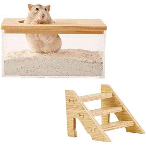 Bac de bain en acrylique pour hamster, souris, gerbilles ou autres petits animaux de compagnie (rectangulaire) (1/5)
