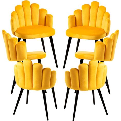 Packs Sillas Comedor - Pack 6 Sillas Hand Patas Negras Terciopelo - Amarillo (1/5)