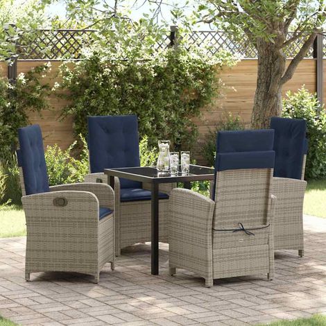 Conjunto de Comedor de Jardín 5 pcs Gris ratán sintético vidaXL (1/5)