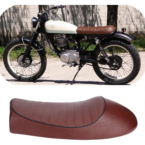 Selle plate rétro en similicuir PU, style course, pour moto CG125 GN CG CB400SS. (1/5)