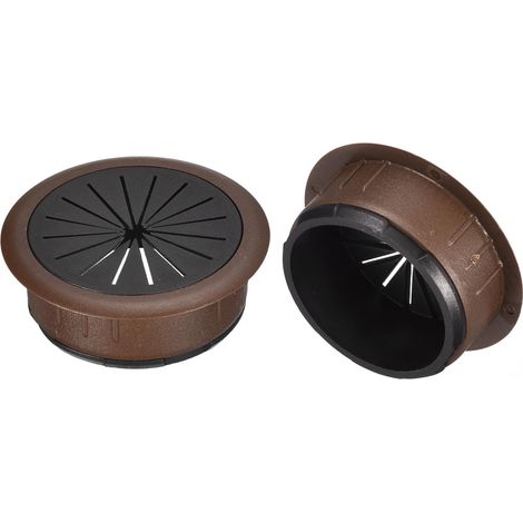 2 Pièces Cache-Trou de Câble Passe Cable Bureau, 2 Pouces (50 mm) Cache-Trou de Câble en ABS pour Bureau, Organiseur de Câbles pour Ordinateur de Bureau, Marron (1/5)