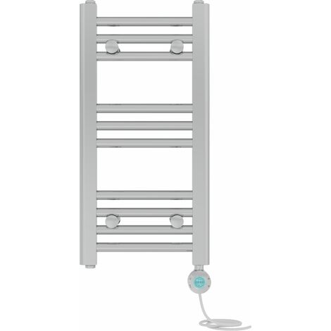 Pre-filled Bathroom Straight Electric Heated Towel Rail Radiator Thermostatic 600x300mm Chrome (1/5)