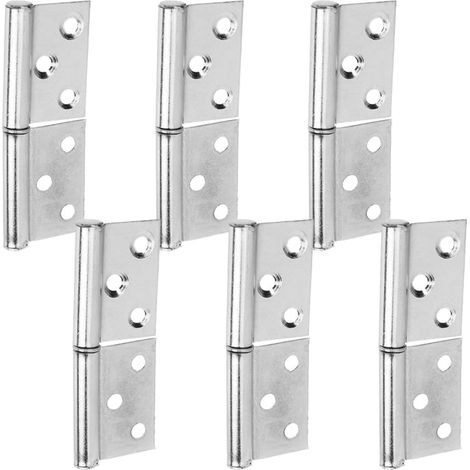 6 Pièces Charnière de Porte à Drapeau, Charnière Amovible en Acier Inoxydable Argentée, Installation Facile, pour Porte et Meuble à Chaussures, Intérieur et Extérieur (1/5)