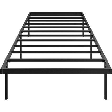 Cadre de lit 90 x 200 cm avec sommier en métal, lit simple avec rangement au-dessous, sans bruit, montage facile, noir (1/5)