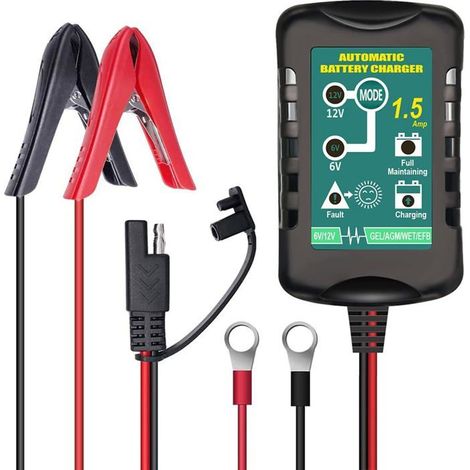Chargeur de Batterie Intelligent 6V/12V 1.75A pour Camion, Moto, Voiture (1/4)