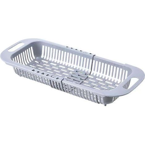 Égouttoir à vaisselle multifonctionnel, panier télescopique extensible, idéal pour l'évier de la cuisine et permettant un gain de place. (1/4)