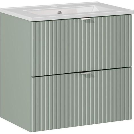 Meuble vasque à encastrer 60 cm - A tiroirs - Vert Roseau - Livraison gratuite