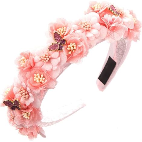 Bandeaux à fleurs pour femme - Fleur et papillon - Pour fête de mariage - Guirlande florale - Couronne de cheveux (1/5)