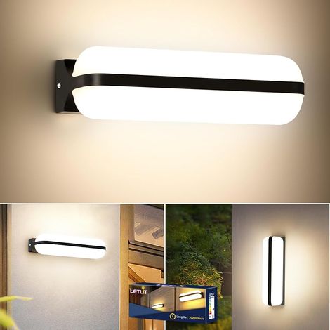 Applique Murale Intérieure LED - 1 Pack Noir, 20W 2000LM Applique Murale Exterieur, 4000K Up-and-Down Éclairage Lampe, IP65 Luminaires Intérieur pour Escaliers Couloir Jardin Garage WC (1/5)