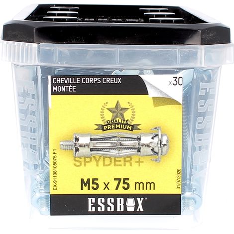 ESSBOX de 30 Chevilles Métalliques à Expansion Qualité Premium 5X75 avec Vis (1/2)