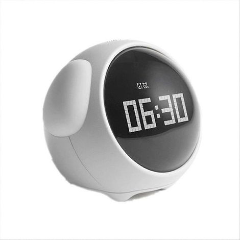 Réveil mignon pour chambre d'enfant, multifonctionnel, à commande vocale, avec lumière, LED, mode nuit et expression B (1/5)