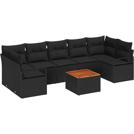 Garden Sofa Set with Storage 8 pcs Black Poly Rattan vidaXL (1/5)