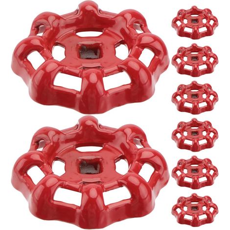 8pcs Poignée de Robinet Extérieure en Fonte Rouge, Volant Vanne Robuste Trou Carré, Design Simple, Remplacement Polyvalent pour Robinetterie (1/5)