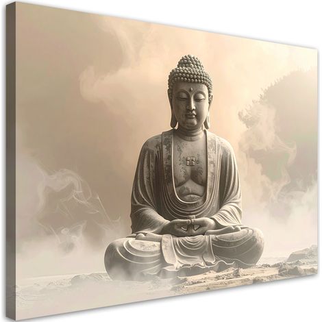 Toile Imprimée, Bouddha dans le brouillard spa zen orient,30x20 (1/4)
