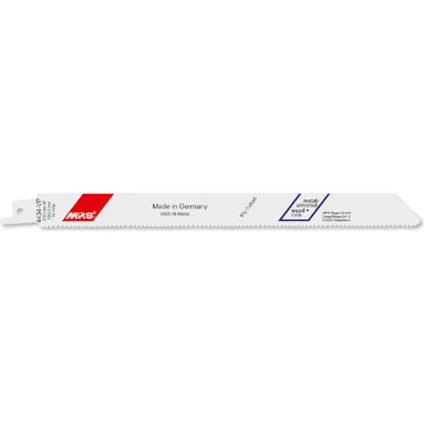 Bi-Metall-Säbelsägeblatt gefräst und geschränkt, GL 230/VL 210 mm, ZT 1,8-2,5mm/10-14TPI, 5er Pack