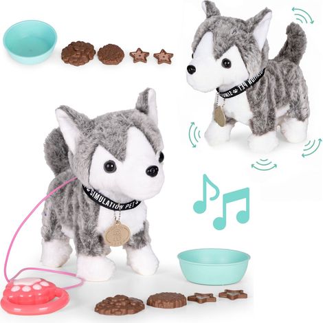 Juguete interactivo para cachorros que caminan con sonidos y accesorios