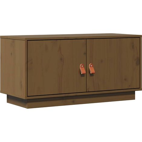 Meuble TV, Étagère TV, Meuble de Salon, Marron miel 80x34x40 cm Bois de pin massif OIB4557E (1/5)