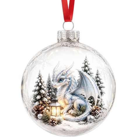 Boule à neige lumineuse en acrylique transparent, décoration de Noël à suspendre au sapin, motif animaux : hérisson, pingouin, panda et mouton. (1/5)