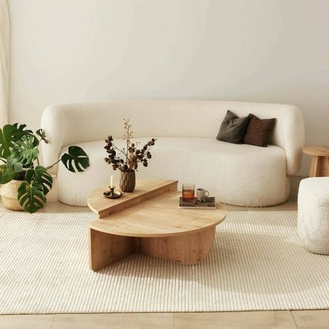 Dmora - Wohnzimmertisch Canopus, Niedriger Wohnzimmertisch, Kaffeeregal, Couchtisch für Sofa, 90x90h35 cm, Eiche, mit verstärkter Verpackung (1/5)