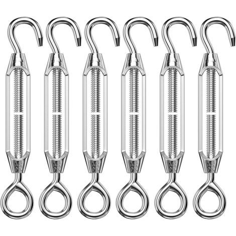 6 Morceaux Tendeur Grillage, Tendeur Câble Filetés en Acier Inoxydable, Tendeurs Voile Ombrage Fil en Acier, Ridoir Robuste pour Câble, pour Les Clôtures de Jardin et Le Support des Plantes (1/5)