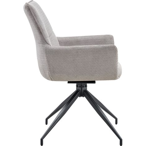 Chaise pivotante 360° rembourrée grise avec pieds en métal noir pour salle à manger (1/5)