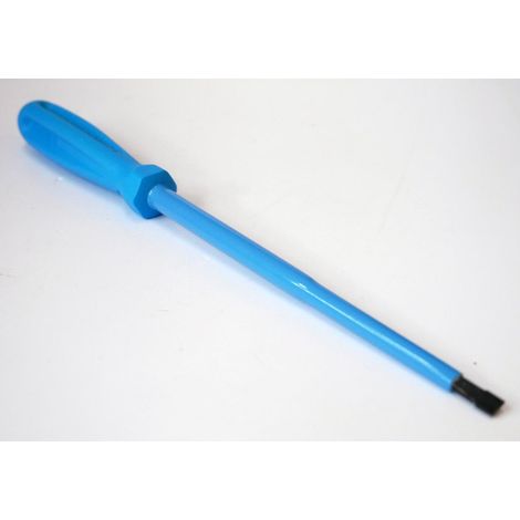 Tournevis plat 5.5x150mm isolé 1000V lame acier chromé manche bleu ATEX II pour vis tête fendue DERANCOURT