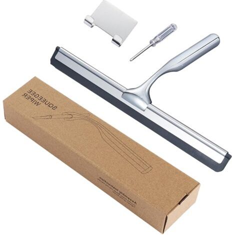 BUNTHAUS Raclette Douche, 25.8cm EssuieGlace de Douche en Acier INOX, Raclette Salle de Bain avec Crochet Collant, sans Perçage, Ergonomique, Convient pour Salle de Bain, Cuisine, Miroir, Fenêtre (1/5)
