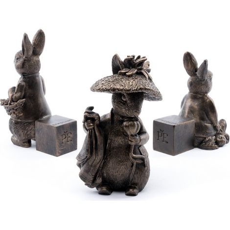 Beatrix Potter Bronze Benjamin Bunny Plant Pot Feet - Set of 3 - L6 x W7 x H11 cm