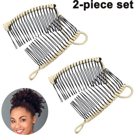 Lot de 2 pinces à cheveux, peigne à 30 dents, accessoire double insertion, élastique résistant, pour femmes et filles (1/5)