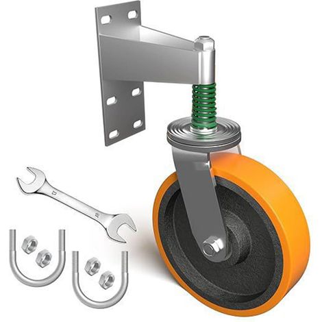 150mm Roues De Portail Lourd Avec Ressorts Amortisseurs,Roulette De Portail,600lb Roulette Porte Coulissante Avec Vis Pivotantes à 360°,En Caoutchouc Et Acier,Pour Portes En Bois Et En Métal(Jaune) (1/5)